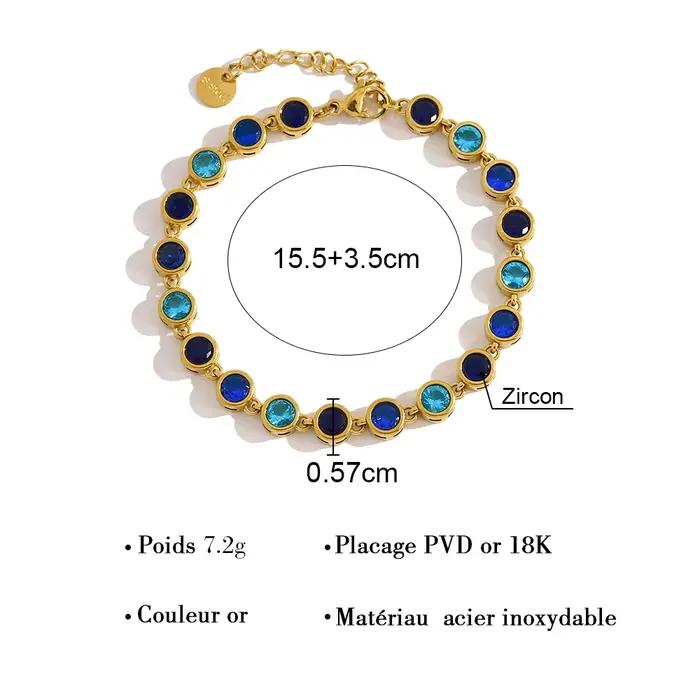 YACHAN Bracelet en cristal de zircon bleu de luxe pour femmes