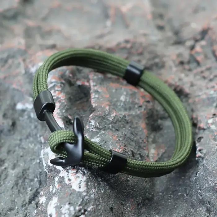 Nouvelle mode Ancchor Bracelet pour hommes sauvetage en plein air survie Paracord Braslet nautique Wrap chaîne Braclet Pulseria Hombre Joias