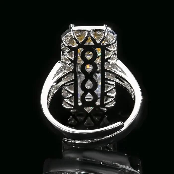 Vinregem Asscher Cut Lab créé saphir aigue-marine Citrine bague réglable pour les femmes cadeau d'anniversaire bijoux fins en gros