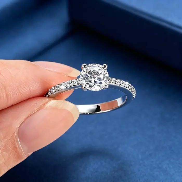 Bague de fiançailles classique en moissanite certifiée Lnkry 1