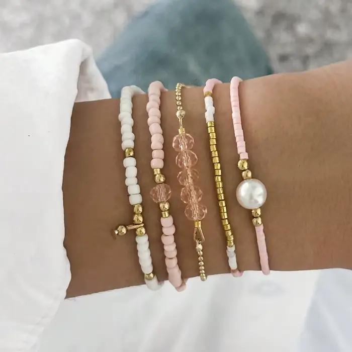 Bracelet de perles de cristal noir fait à la main pour femmes