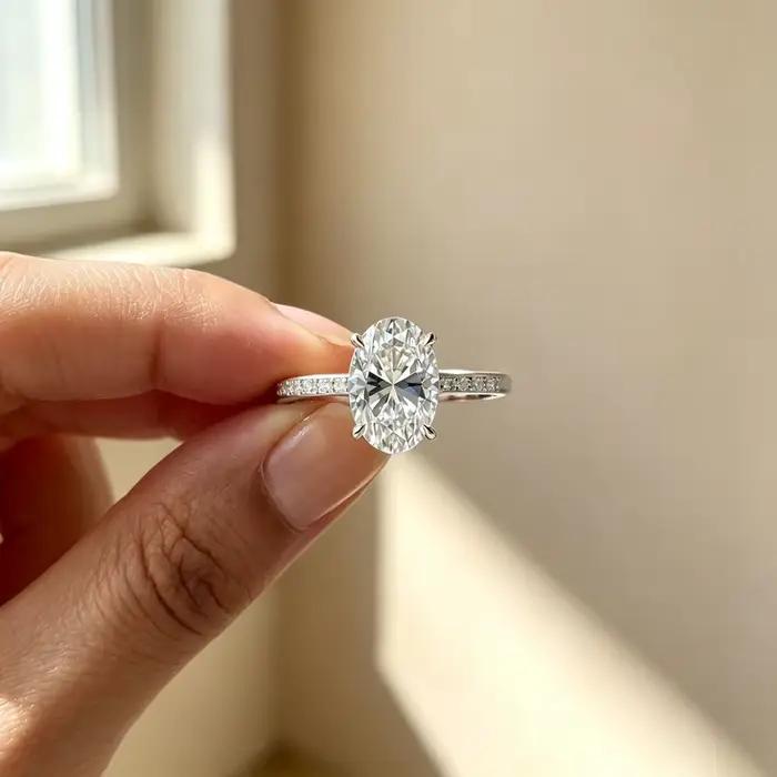 Bague ovale en argent Sterling 925 pour femmes, avec CZ brillant, exquise, simple, pour mariage, fia