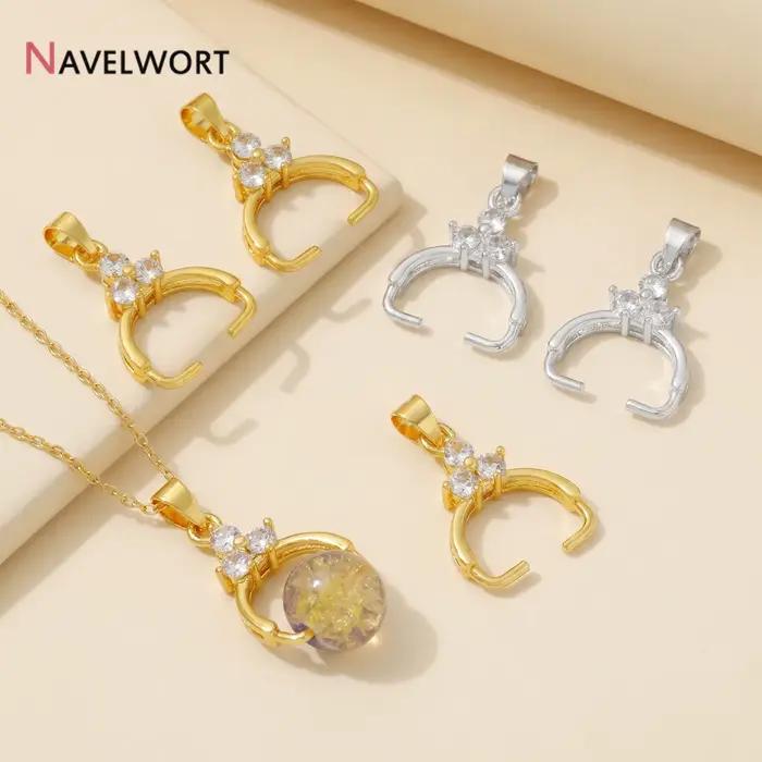 3/6/9 pièces, pendentifs en laiton plaqué or 14K avec zircon, attaches pour bijoux, pour la fabrication de colliers, accessoires et matériaux de bijouterie