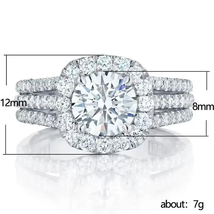 Bague moissanite carrée en argent sterling 925