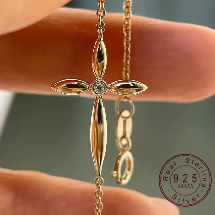 Bracelet croix en argent sterling 925 pour femme