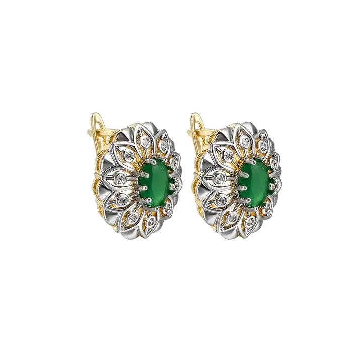 Boucles d'oreilles fantaisie creuses incrustées, design bicolore, bagues, bijoux à la mode, plaqué c