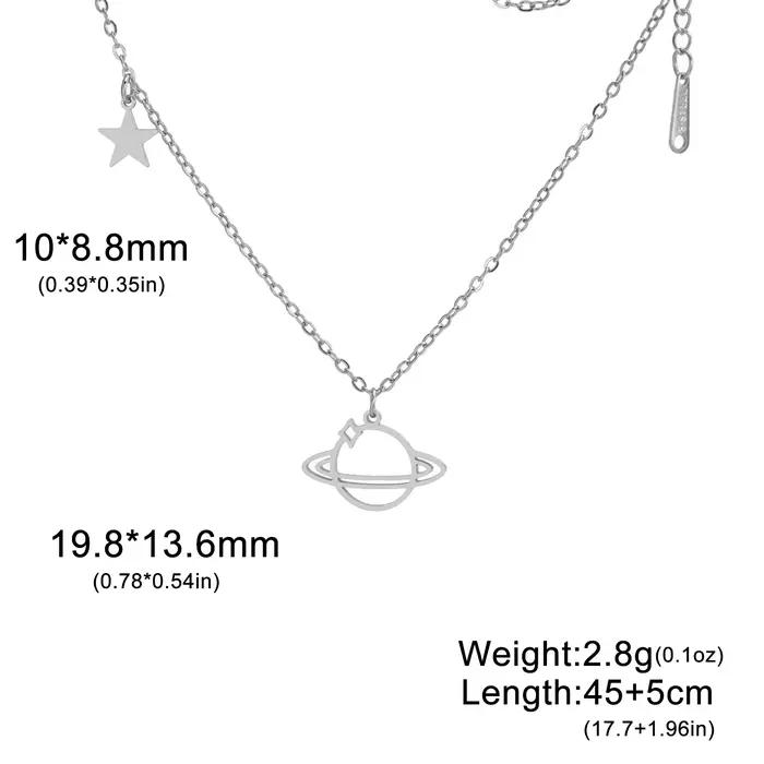 Collier pendentif planète saturne étoile en acier inoxydable pour femmes, bijoux Talisman d'astrolog