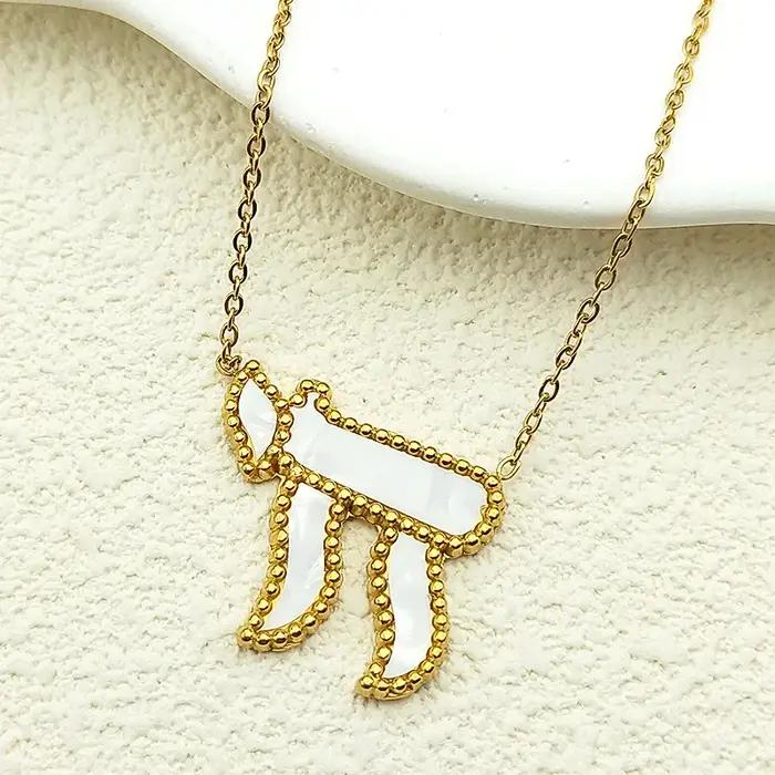 Collier pendentif symbole Chai avec lettre hébraïque juive pour hommes et femmes