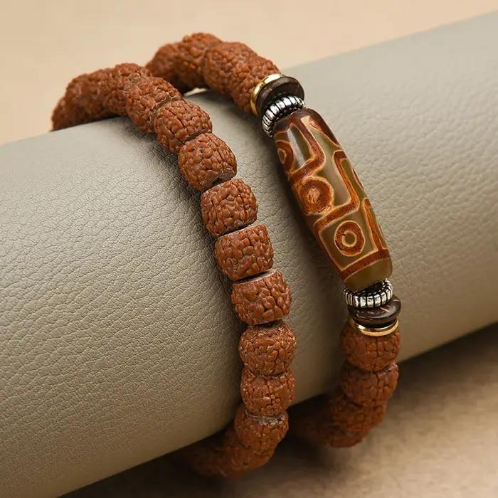 Bracelet Rudraksha Bodhi en bois naturel pour hommes et femmes, bracelet de méditation traditionnel, bijou spirituel pour occasions spéciales