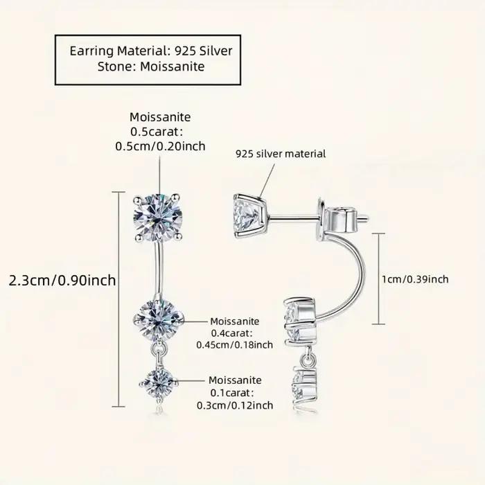 Boucles d'oreilles à pampilles en moissanite et argent 925 pour homme et femme occasions spéciales élégantes à offrir