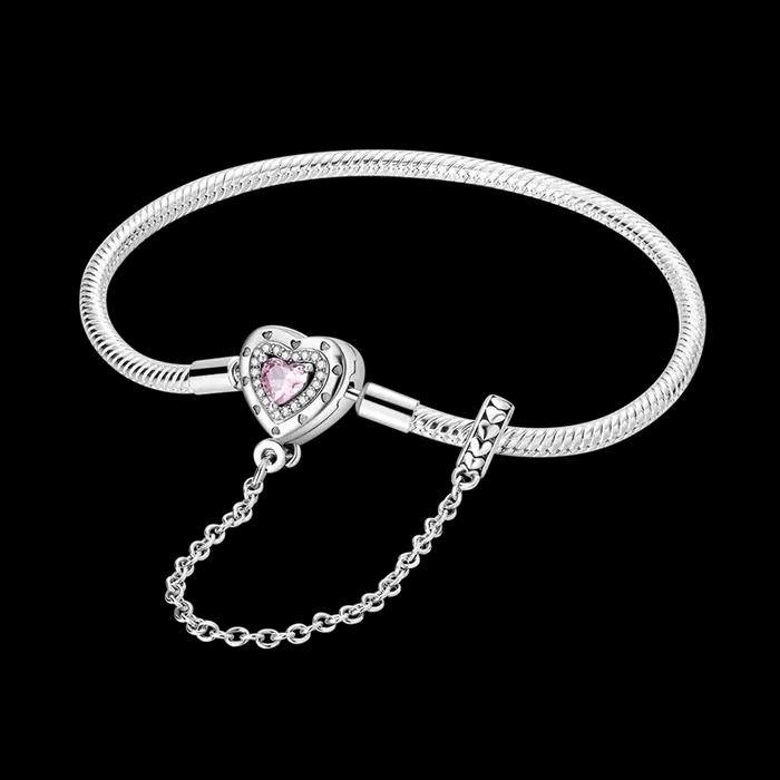 2025 Valentine nouveau 925 argent rose arc plein diamant Bracelet Original 17-20CM ajustement bricolage charme femmes anniversaire bijoux cadeaux