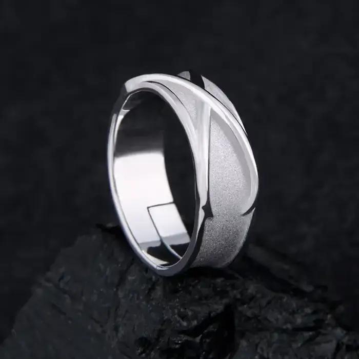 Bague noire réglable en argent pur 925