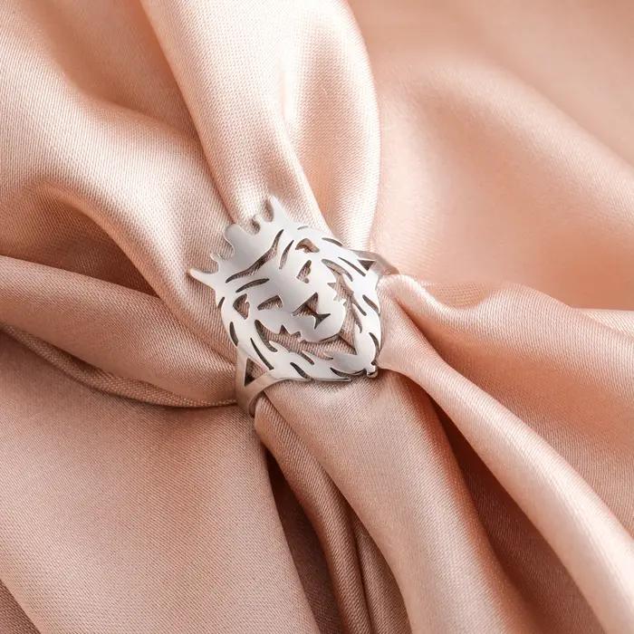 Skyrim Bague en acier inoxydable avec tête d'animal pour hommes et garçons