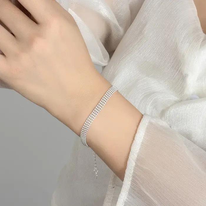 Breloques 925 Bracelets en argent sterling perles chaîne pour femmes hommes mariage dame jolis bijoux mode belle