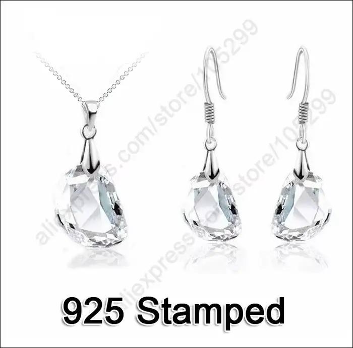 Ensemble de bijoux avec pendentif en pierre de cristal blanc, fiançailles, mariage, boucles d'oreill