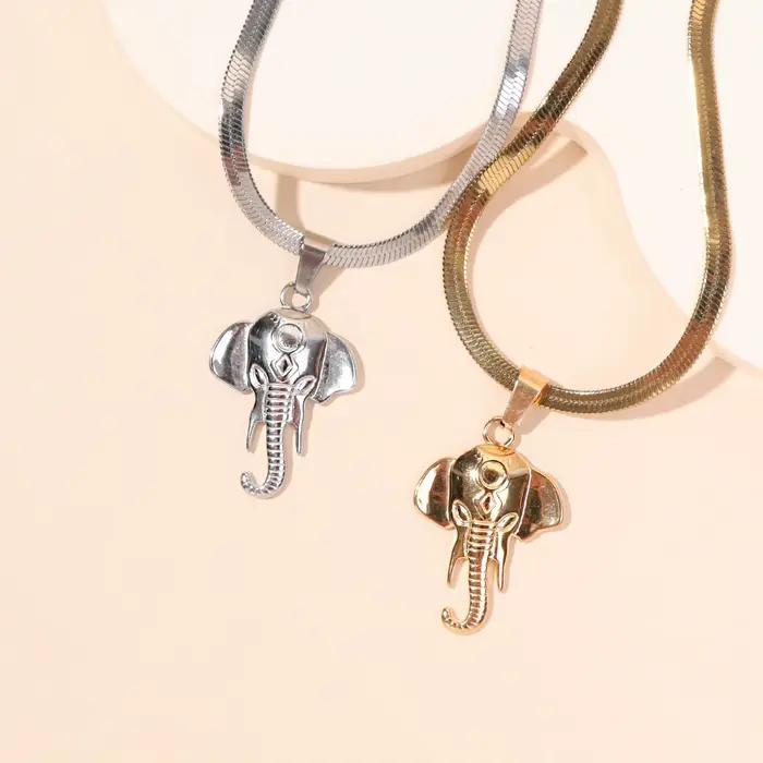 Collier chaîne à lame tête d'éléphant pour femmes, Punk, pendentif Long en acier inoxydable, hip hop, ras du cou, à la mode, 2023