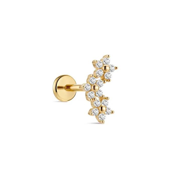 DIeSchein Boucles d'oreilles clous en or massif 14K pour femme