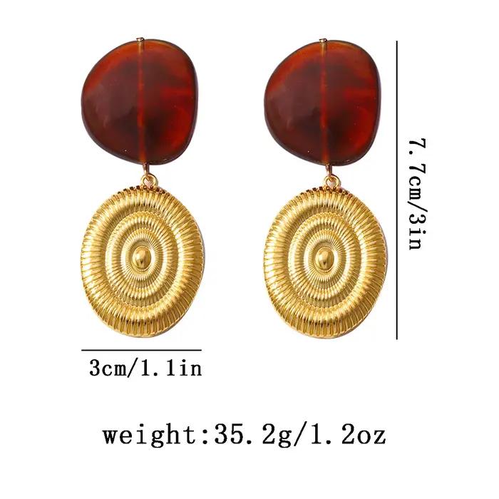 Boucles d'oreilles pendantes ZAA en résine et métal géométrique en forme de conque pour femme