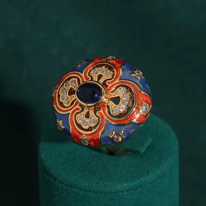 Ensembles de bijoux de Dubaï en émail narévidés pour femmes, sculptures de palais, pendentif pétale