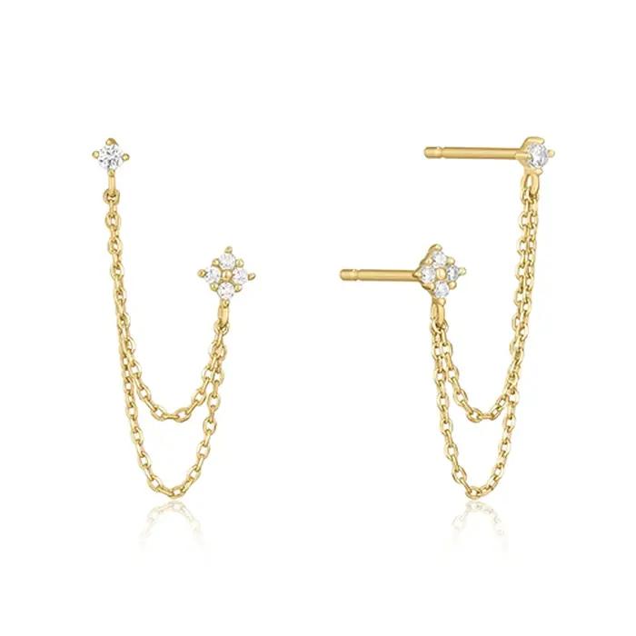 Huitan nouveauté Double clous d'oreille gland chaînes boucles d'oreilles suspendues pour les femmes Piercing