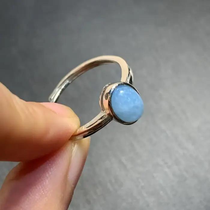 Bague aigue-marine naturelle Vintage pour femmes