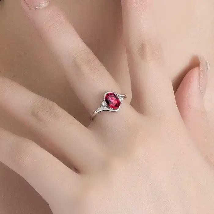 Bague romantique en argent Sterling 925 avec rubis pour femmes occasions spéciales engagement anniversaire mariage soirée festive