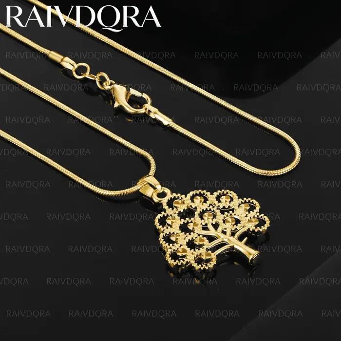 Collier pendentif arbre plaqué or 18 carats pour femmes et hommes