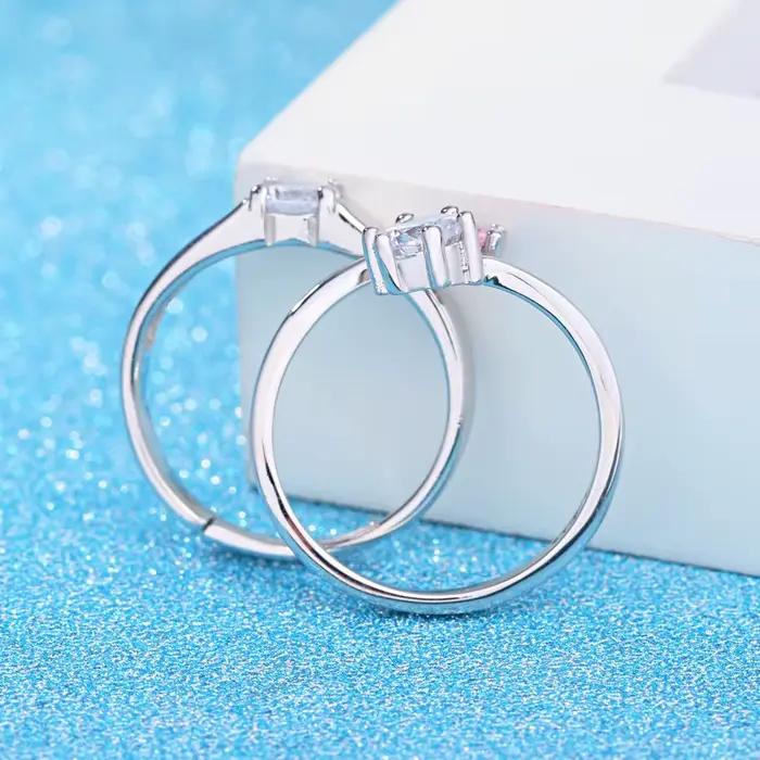 Bague en argent sterling 925 charmante avec zircon rose exquis