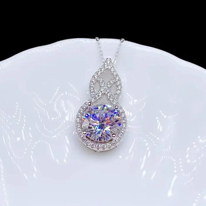 Collier certifié 3CT D VVS1 Moissanite, chaîne de clavicule pour femmes, bijoux en argent Sterling 1