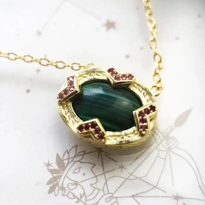 Collier ovale vert or été en argent sterling 925 pour femmes occasions spéciales vintage élégant à offrir