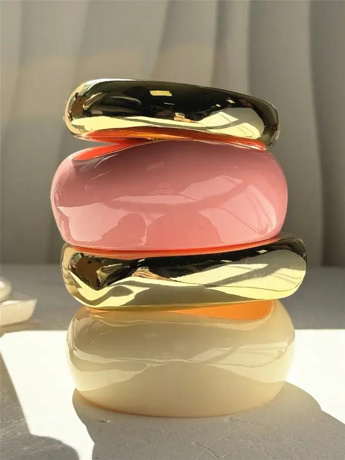 HUANZHI – Bracelet large géométrique asymétrique épais
