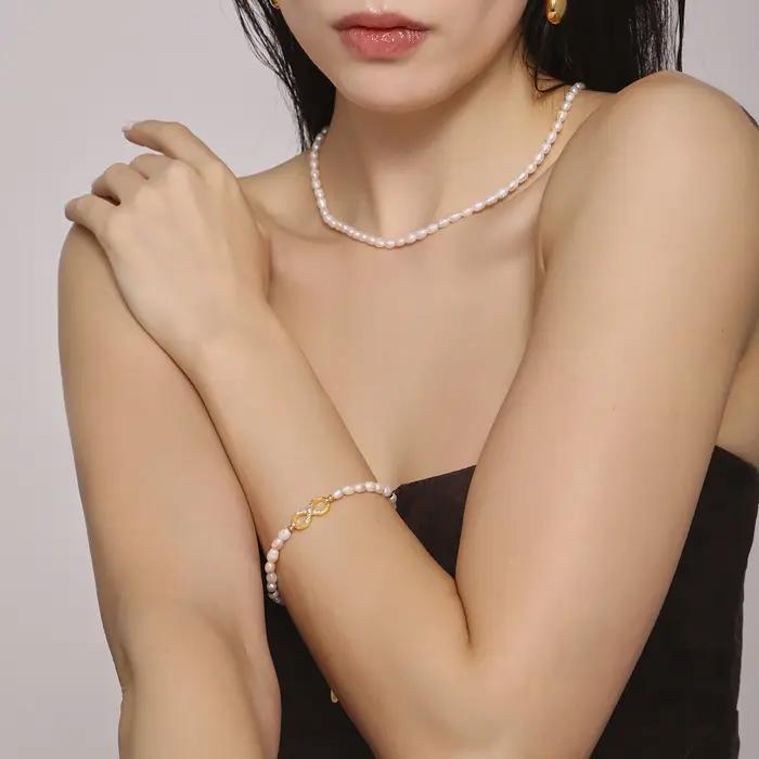 Magnifique bracelet jonc pour femme plaqué or n° 8 bijoux de luxe en cuivre pour mariage et banquet