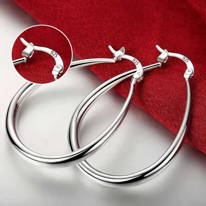 Top qualité 925 boucles d'oreilles en argent Sterling Simple rond cercle