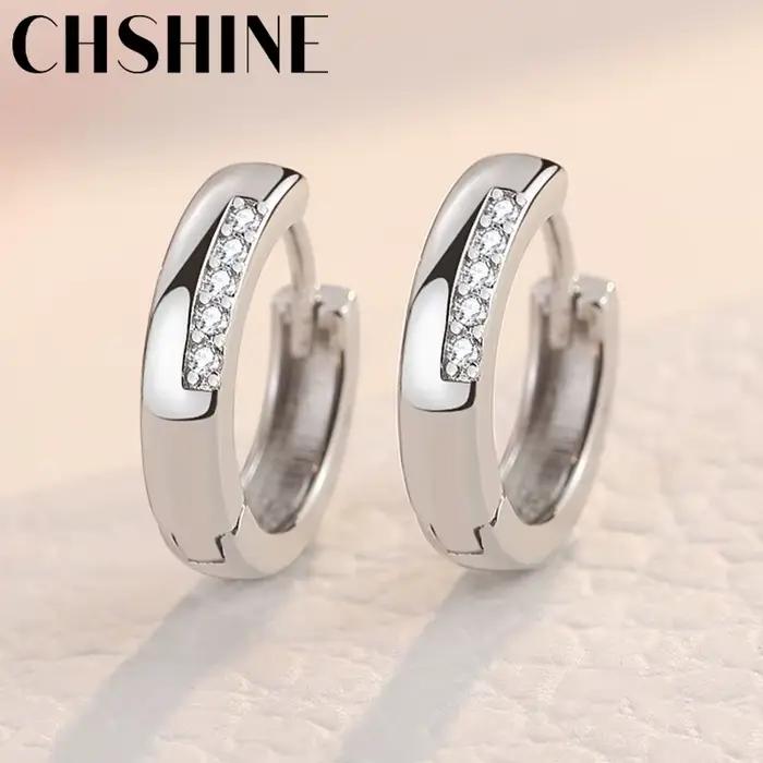 CHSHINE 925 en argent Sterling été Simple Zircon boucles d'oreilles pour les femmes de mariage bijou