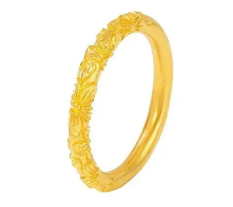 Bagues en or dur 3d, bagues en or pur 24 carats, bague à fleurs en or, grande taille 10.5, bijoux de