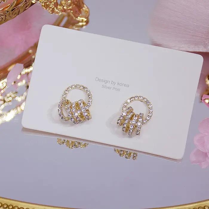 Boucles d'Oreilles en Or Group 14k Super Brillantes pour Femmes Style Bureau Occasionnels Spéciaux Blanc Noire Zirconium