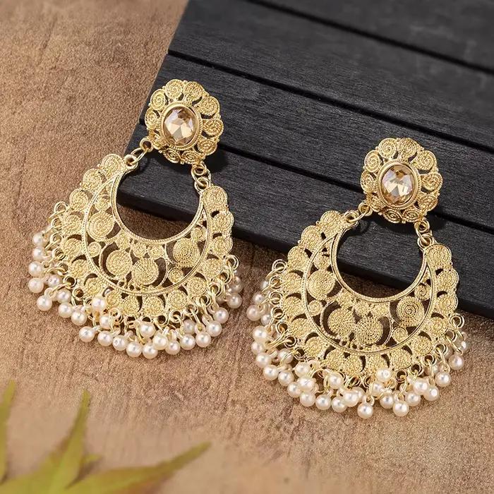 Boucles d'oreilles Jhumka indiennes de luxe pour femmes