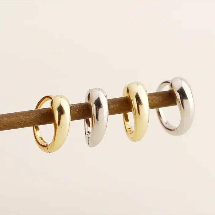 WANTME 925 en argent Sterling mode Simple Punk français Huggies boucles d'oreilles pour les femmes élégant polyvalent