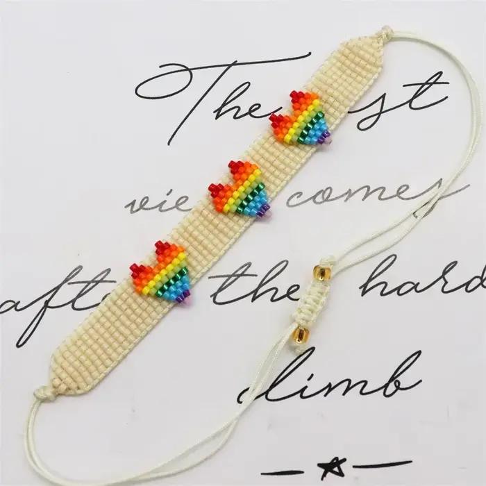 ZHONGVI arc-en-ciel coeur Bracelet pour fille enfants Pulseras Mujer Moda Miyuki Bracelets pour femme amour bijoux cadeau livraison gratuite