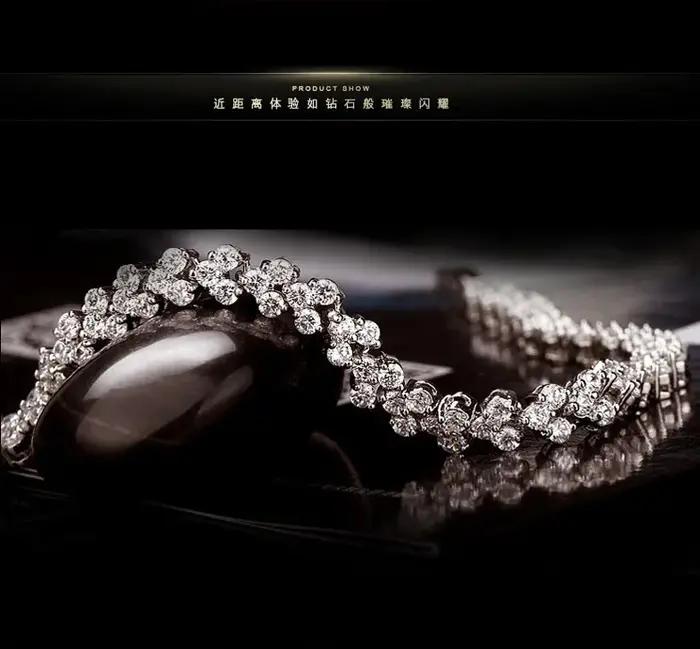 Bracelet de tennis en argent regardé 925 mode de luxe cristal complet absorbe ouissant contre-indiqué