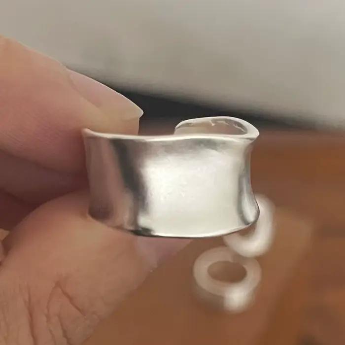 Bagues en argent sterling 925 pour femmes, ensemble de bagues minimalistes faites à la main, larges,