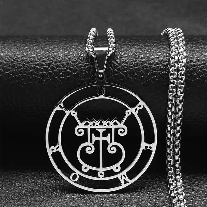 Collier rond en acier inoxydable Satan Sigil GREMORY pour femme, couleur argent, bijoux fantaisie, Colar Feminino N3329S03