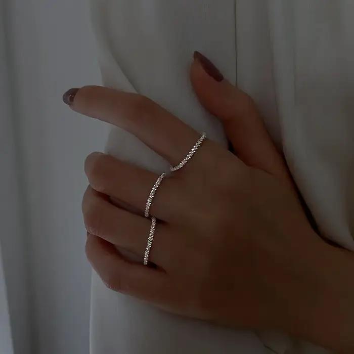 Bague scintillante Gypsophila en argent Sterling S925