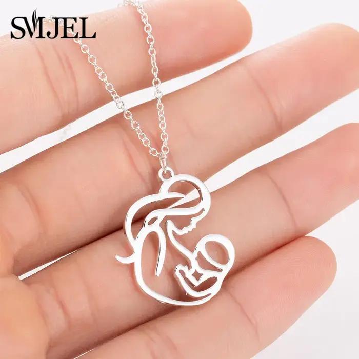 SMJEL nouvelle famille maman colliers en acier inoxydable pour femmes mode