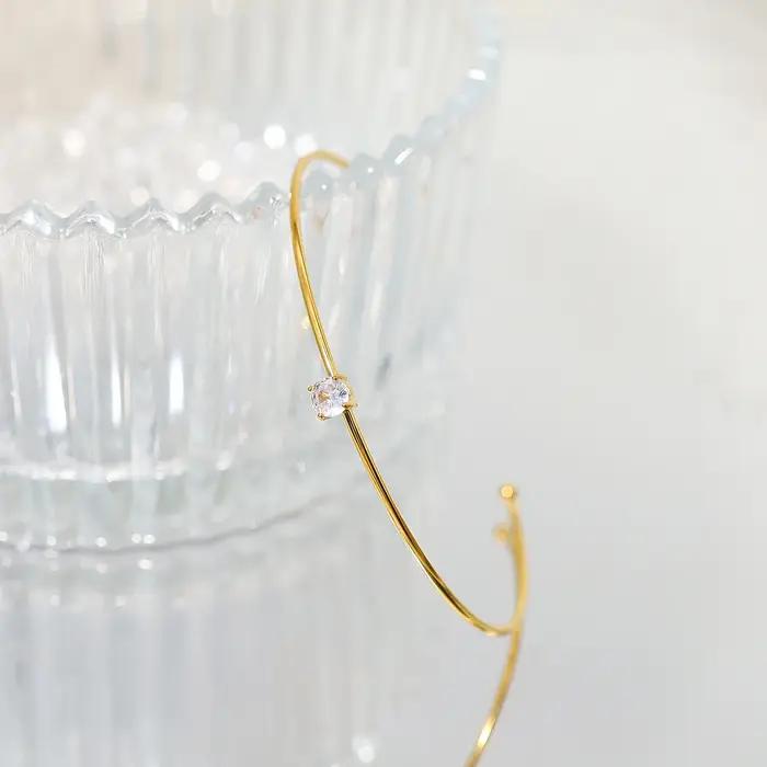 Boutons de manchette en acier inoxydable or 18k plaqué avec cristal délicat pour femmes élégantes occasions spéciales mariage