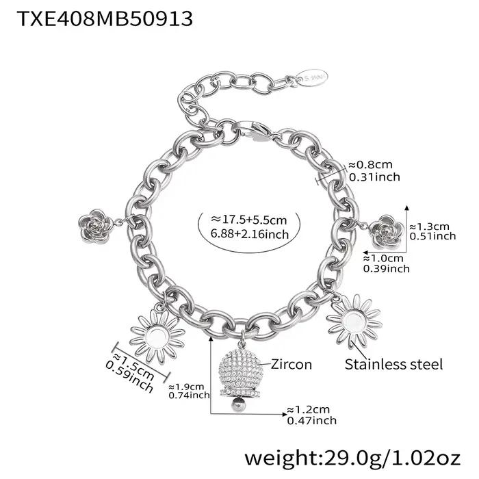 Bracelet de collier à chaîne épaisse en acier inoxydable pour femmes, pendentif cloche en Zircon bri