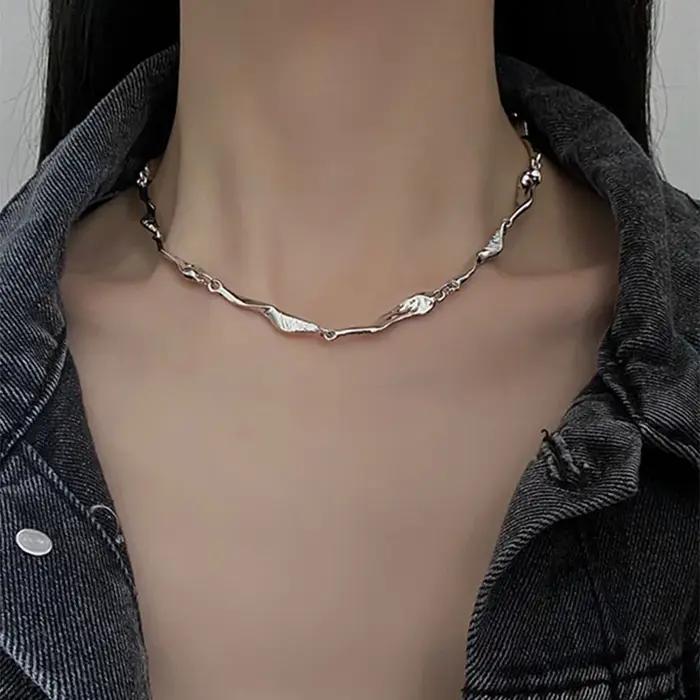 Collier chaîne en Zircon irrégulier Kpop coréen pour femmes
