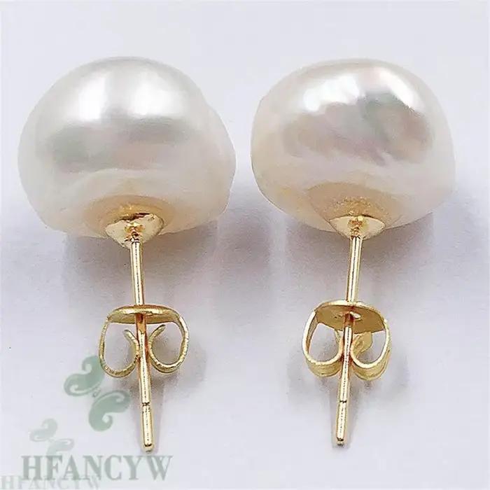 Boucles d'Oreilles en Perles Baroques Blanches de 11 à 12mm