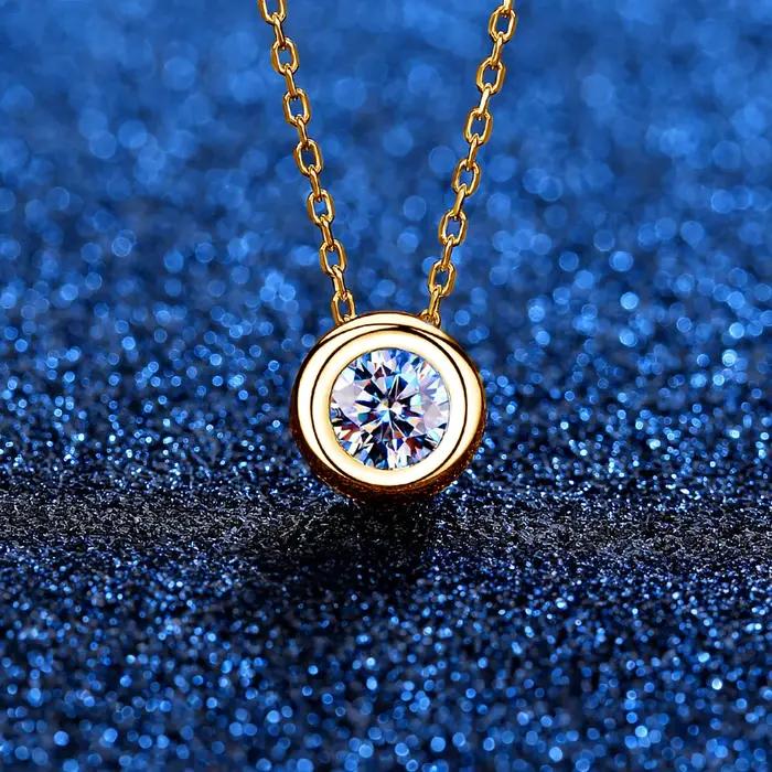 Véritable or 18K Moissanite diamant collier bijoux fins pour femme proposition de mariage cadeau présent