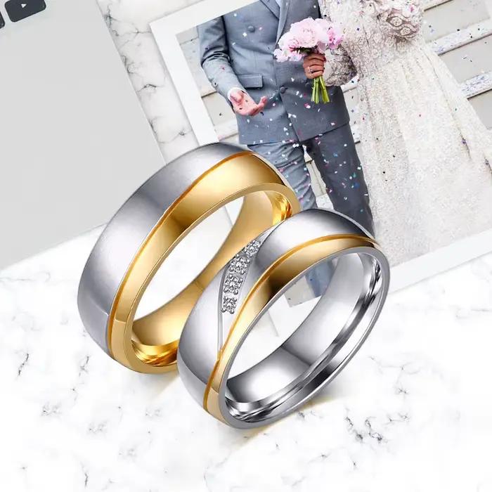 Bagues de mariage personnalisées avec nom promis pour Couple amoureux hommes femmes cadeaux de fête de fiançailles en acier inoxydable